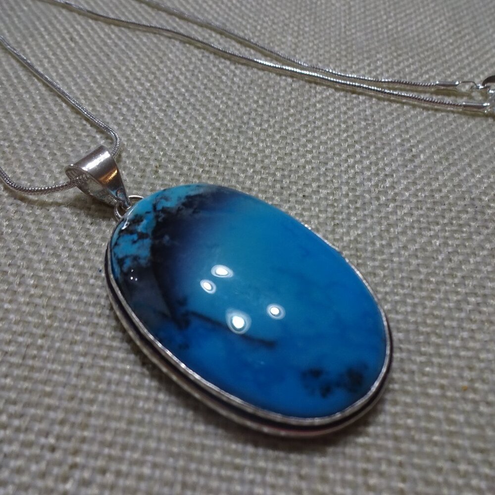 Beautiful DENDRITE OPAL Handmade Sterling 925 Pendant/Chain #317C
